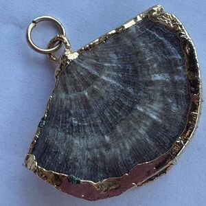 Beautiful Mushroom Coral Shell Pendant Necklace with Real Gold, Handmade